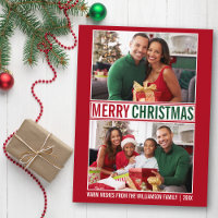 Modern Felry Christmas Family 2 Photo Red
