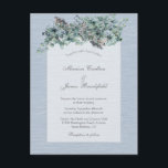 Cartão Postal Modern Floral All in One Weditation RSVP<br><div class="desc">Se você está procurando por um belo convite mas quer economizar dinheiro, isso é ideal para você. Um elegante convite de design floral de cor azul empoeirada num cartão-postal. O inverso tem todas as informações que seus convidados precisarão para RSVP on-line no seu site de casamento. Que excelente! Você adicionará...</div>