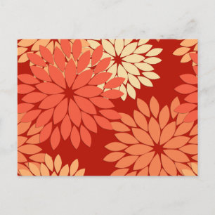 Cartão Postal Modern Floral Kimono Impressão, Mandarin Orange