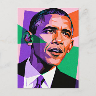 Cartão Postal Modern Geometric Portrait of Barack Obama