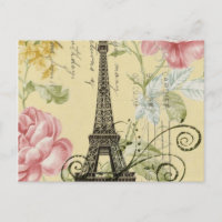 Modern Girly floral Vintage Paris Eiffel Torre