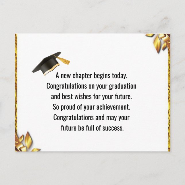 Cartão Postal Modern Graduation Thank You Card Elegant Class of  (Frente)