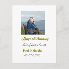 Cartão Postal Modern happy 50th anniversary add name date photo