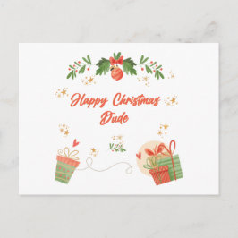 Cartão Postal Modern Happy Christmas Dude Postcard with Festive
