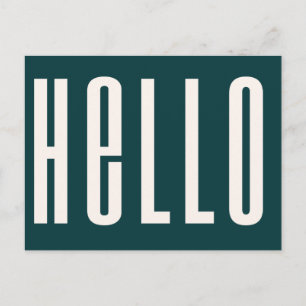 Cartão Postal Modern Hello   Minimalista Simples Verde Escuro