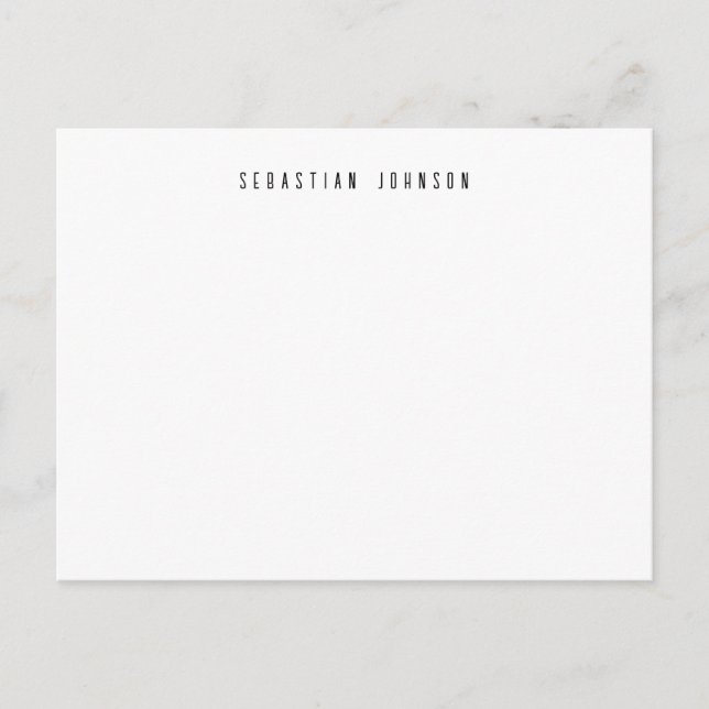 Cartão Postal Modern Minimalist Personalized Name Stationery (Frente)