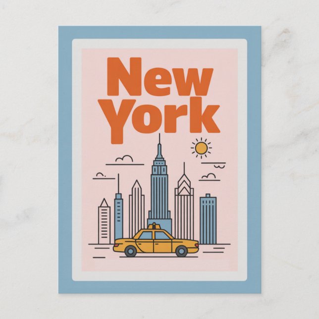 Cartão Postal Modern New York City Travel Minimalist Skyline  (Frente)
