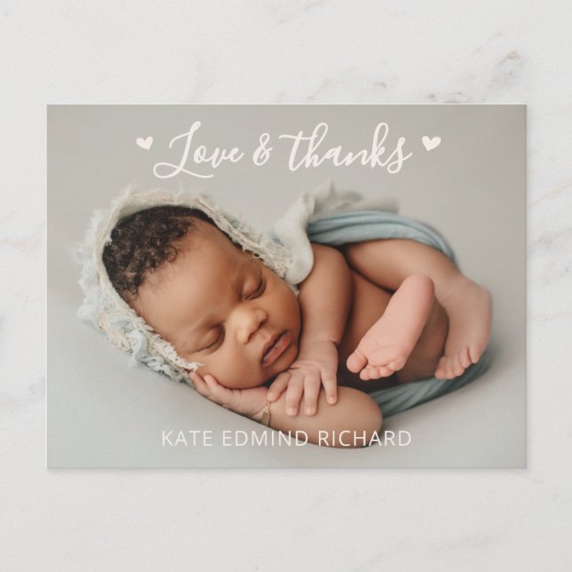Cartão Postal Modern Newborn baby Photo Birth Announcement  (Frente)