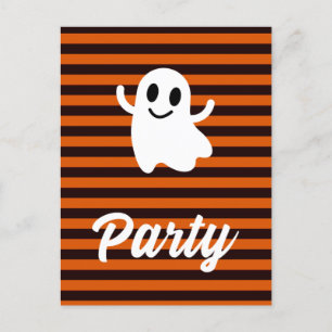 Cartão Postal Modern Orange Strips Ghost Halloween Party