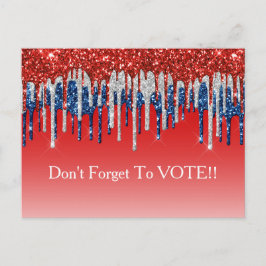 Cartão Postal Modern Patriotic Glitter Drip Vote Reminder