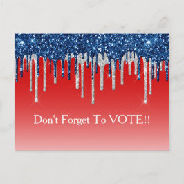 Cartão Postal Modern Patriotic Glitter Drip Vote Reminder