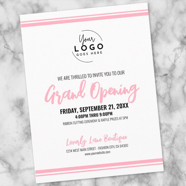 Cartão Postal Modern Pink Logo Business Grand Opening (Modern Pink Logo Business Grand Opening Postcard)