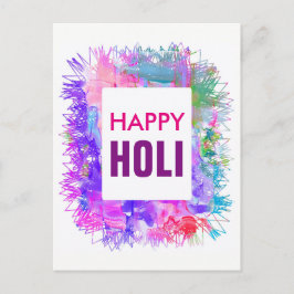 Cartão Postal Modern Purple Watercolor Happy Holi