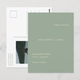 Cartão Postal Modern Sage Green Simple Wedding Save the Date