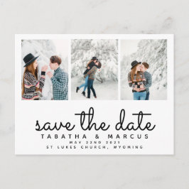 Cartão Postal modern script photo chic save the date