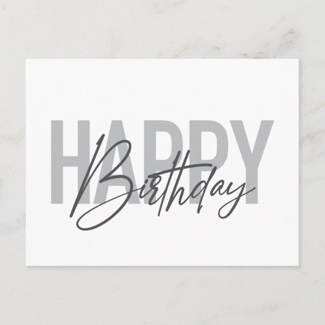 Cartão Postal Modern, simple, urban, cool Happy Birthday (Frente)