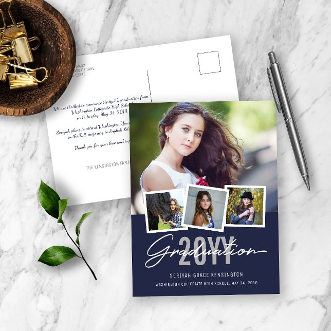 Cartão Postal Modern Stylish Graduation Class of 2019 4 Photo (Criador carregado)