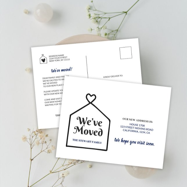 Cartão Postal Modern Sweet Home Mudamos Novo Endereço (Modern Sweet Home We've Moved New Address Postcard)