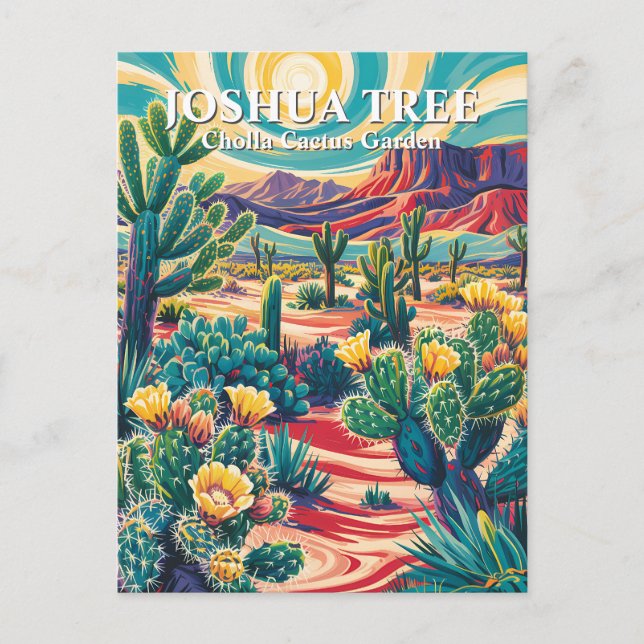 Cartão Postal Modern Van Gogh Joshua Tree Cholla Cactus Garden (Frente)