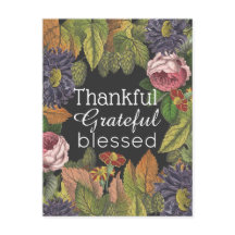 Modern Vintage Flowers Ação de Graças com Mensagem