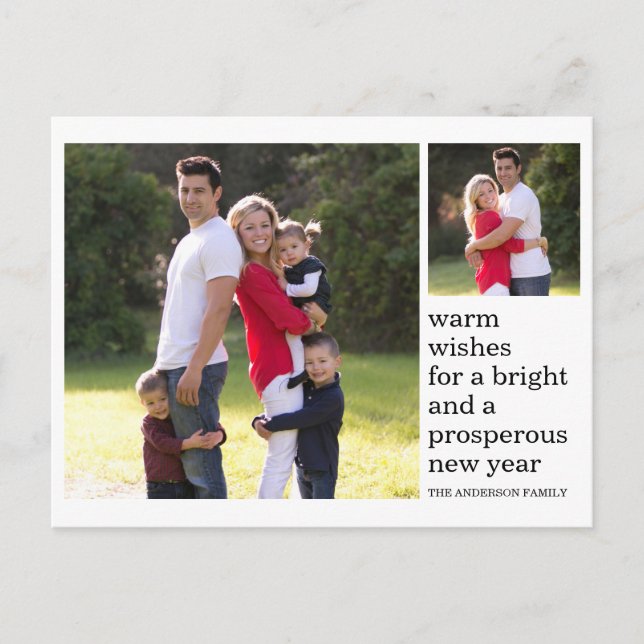 Cartão Postal Modern Warm Deseja o Feriado de Fotografias do Fel (Frente)