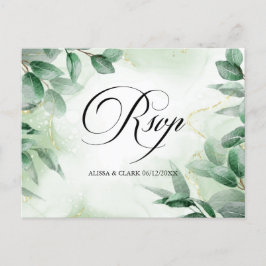 Cartão Postal Modern Watercolor Greenery RSVP