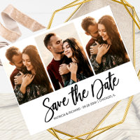 Modern Wedding Save The Date 3 Photo Collage