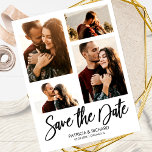 Cartão Postal Modern Wedding Save The Date 4 Photo Collage<br><div class="desc">Cartão-postal de Colagem Fotográfica Moderno Salva a Data 4</div>