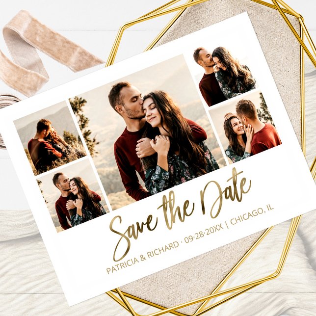Cartão Postal Modern Wedding Save The Date Photo (Criador carregado)