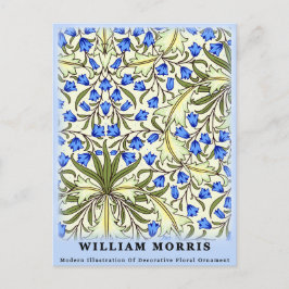 Cartão Postal Modern William Morris Blue Floral Folhas