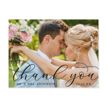 Moderna Elegante Caligrafia Casamento Foto Agradec