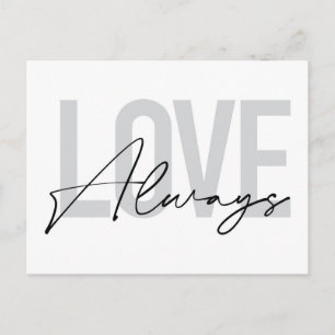 Cartão Postal Moderna, simples, tipografia urbana "Amor Sempre"