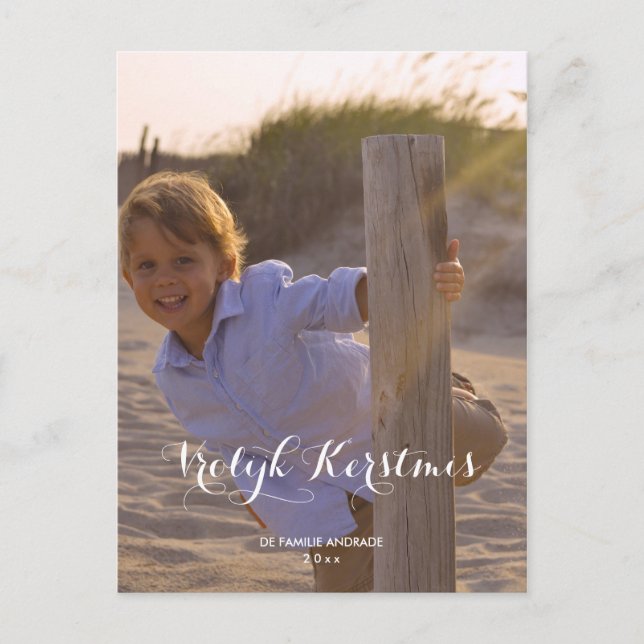 Cartão Postal Moderne Vrolijk Kerstmis Foto Design Personalisado (Frente)