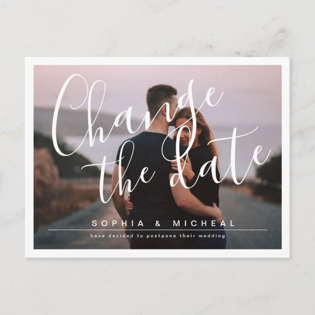 Cartão Postal Moderno adiamento de foto com escrita simples e el (Frente)