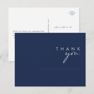 Cartão Postal Moderno Agradecimento de Casamento Minimalista Azu