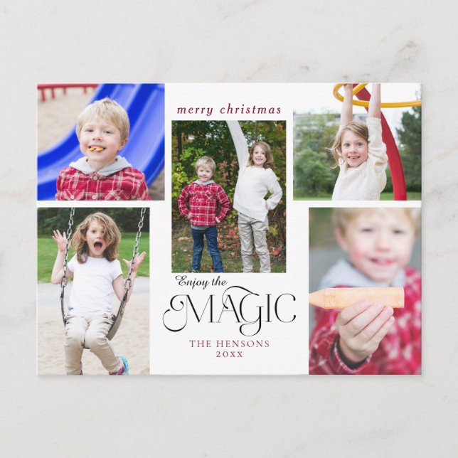 Cartão Postal Moderno Aproveite a multifotografia da caligrafia  (Frente)