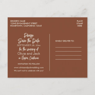 Cartão Postal Moderno Boho Minimalista Marrom Ferrugem Salve a D