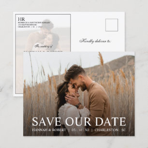 Cartão Postal Moderno Casamento Elegante Foto Salve a Data