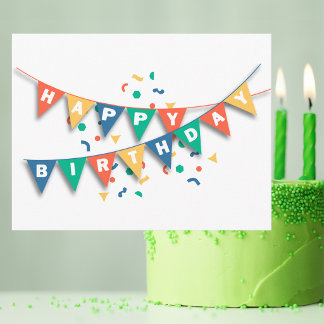 Cartão Postal Moderno Colorido Elegante Aquarela Feliz Aniversár