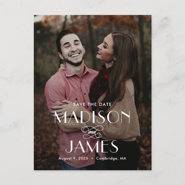Cartão Postal Moderno de Salvar a Data do Casament (Frente)