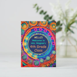 Cartão Postal Moderno de volta à escola Aula de nome de professo