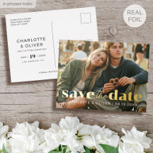 Cartão postal moderno e chic de save the date com