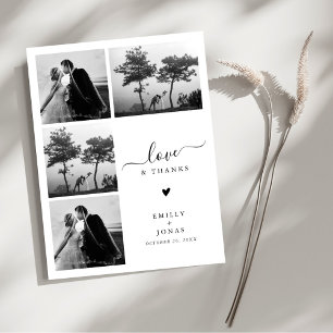 Cartão Postal Moderno Elegante Quatro Fotografias Casamento Obri