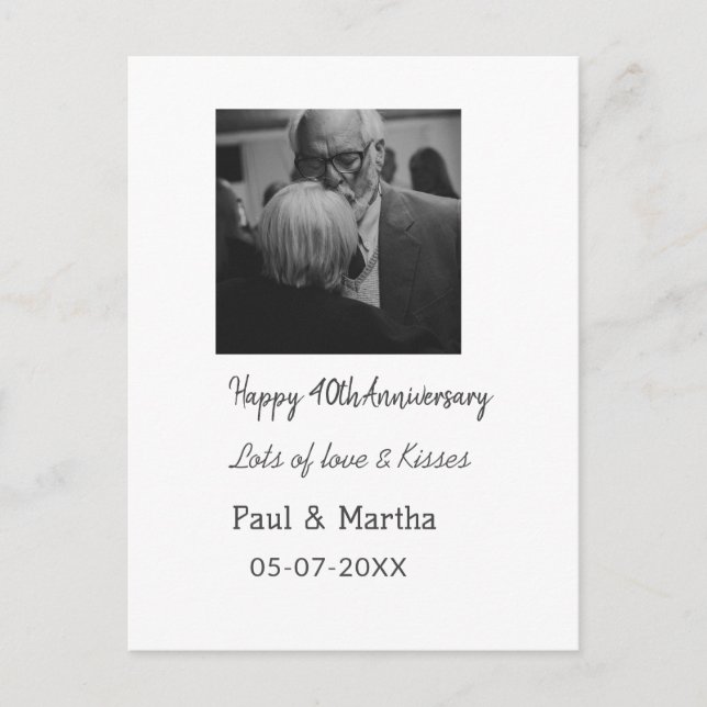 Cartão Postal Moderno feliz 40º aniversário adicionar nome data  (Frente)