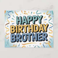Moderno "FELIZ ANIVERSÁRIO IRMÃO" em Teal e Amarel