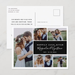 Cartão Postal Moderno Felizmente Depois Do Casamento Da Colagem 