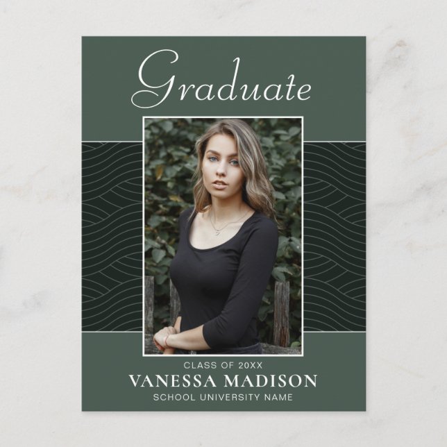Cartão Postal Moderno | Formando Fotográfico Elegante Mint Green (Frente)