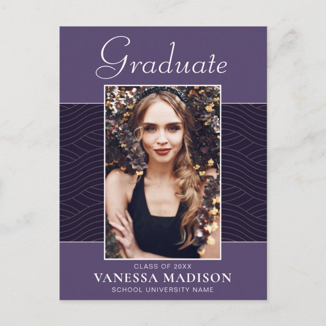 Cartão Postal Moderno | Formando Fotográfico Elegante Roxo Viole (Frente)