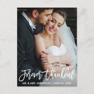 Cartão Postal Moderno Foto de Casamento Brush Script Para Sempre