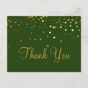 Cartão Postal Moderno Inexpensive Glitter Dourado Azul Obrigado